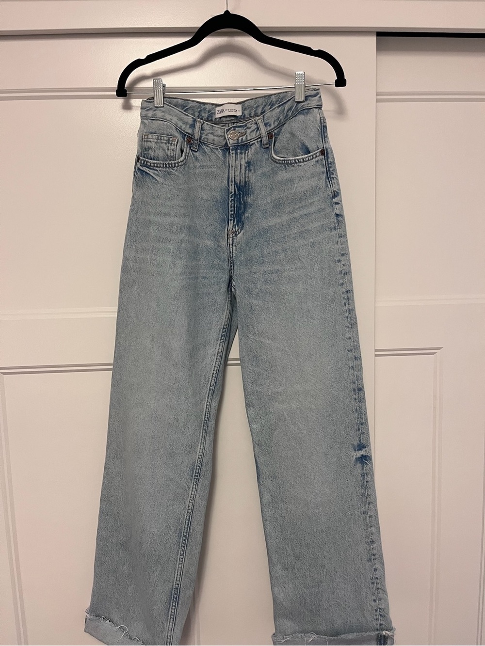 Zara light wash high-waisted wide-leg jeans